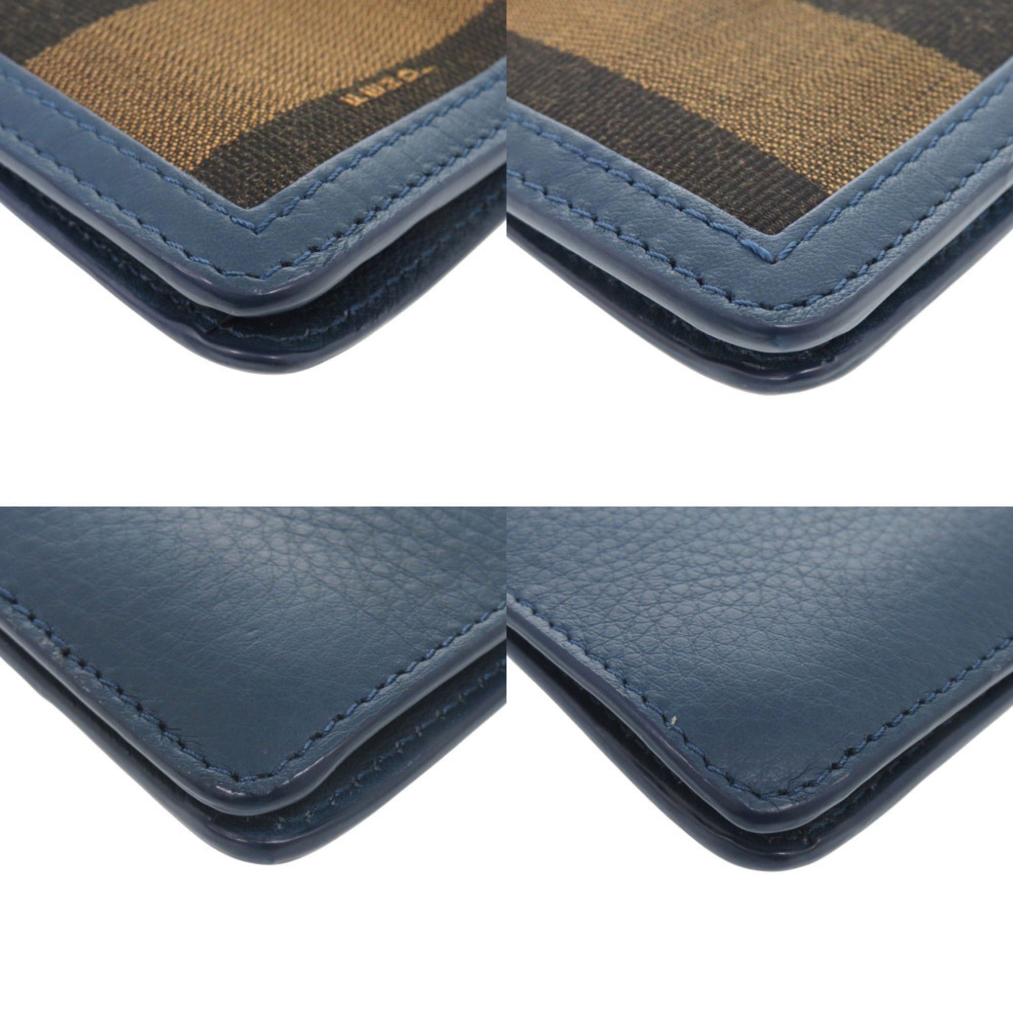 Fendi Excellent condition Fendi Pecan pattern clutch bag 8M0284 in leather and canvas, blue brown. 0475FENDI Size ONE SIZE - 4 Thumbnail