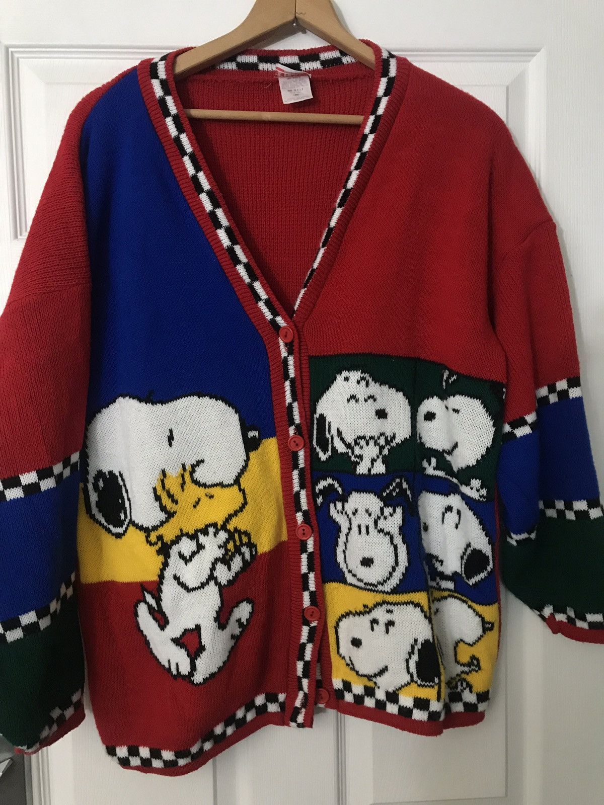 Snoopy and Friends Colorful Cardigan Sweater Vintage 80s Peanuts Unisex XL popular