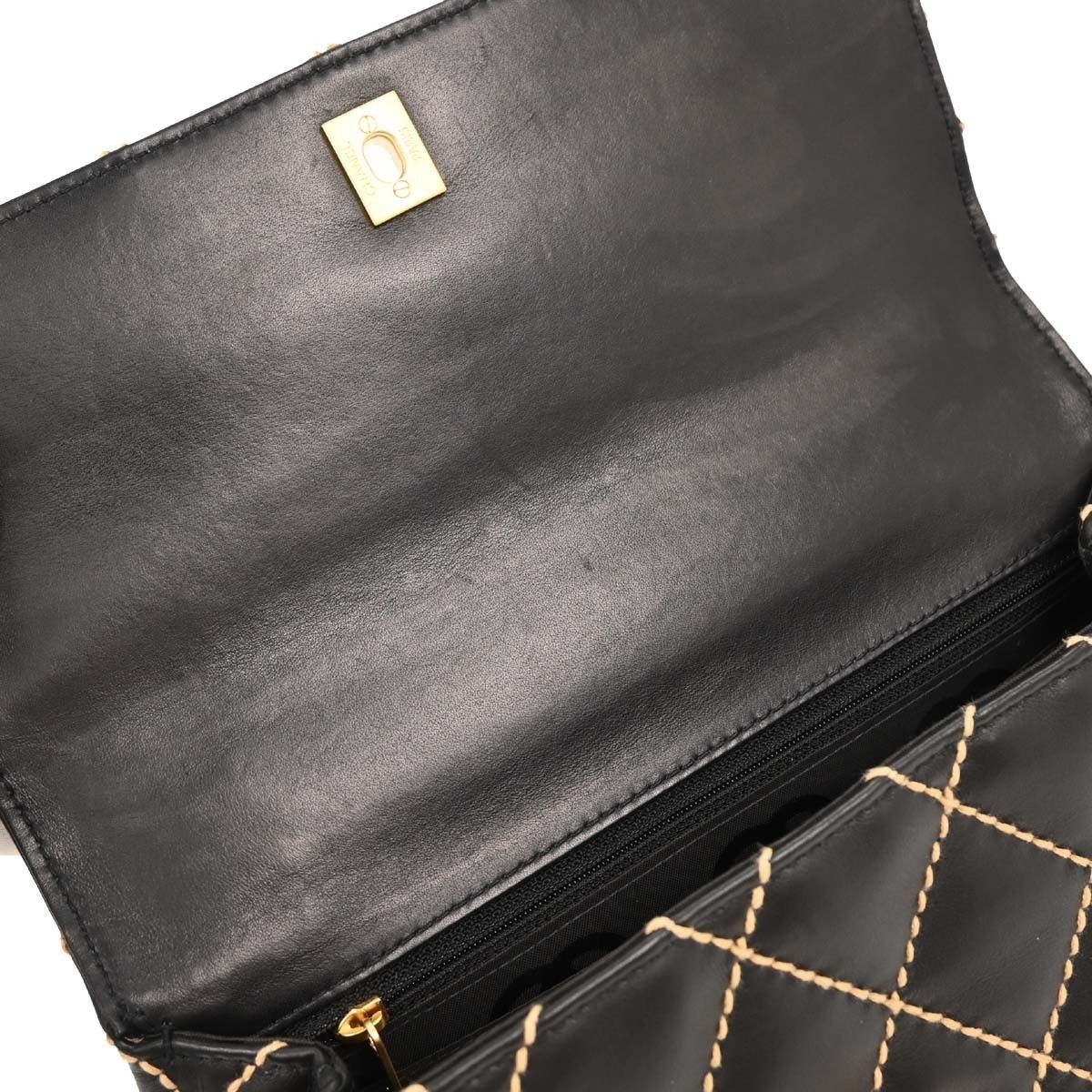 Chanel Chanel Surpique Classic Top Handle Flap Bag Quilted Lambskin Size ONE SIZE - 9 Thumbnail