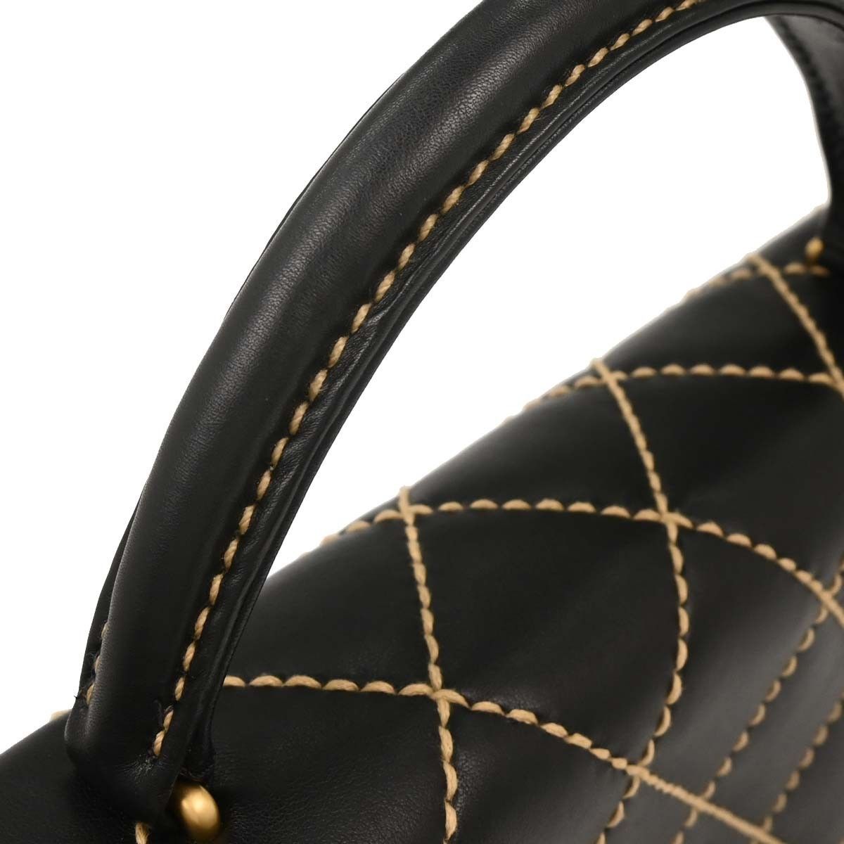 Chanel Chanel Surpique Classic Top Handle Flap Bag Quilted Lambskin Size ONE SIZE - 6 Thumbnail