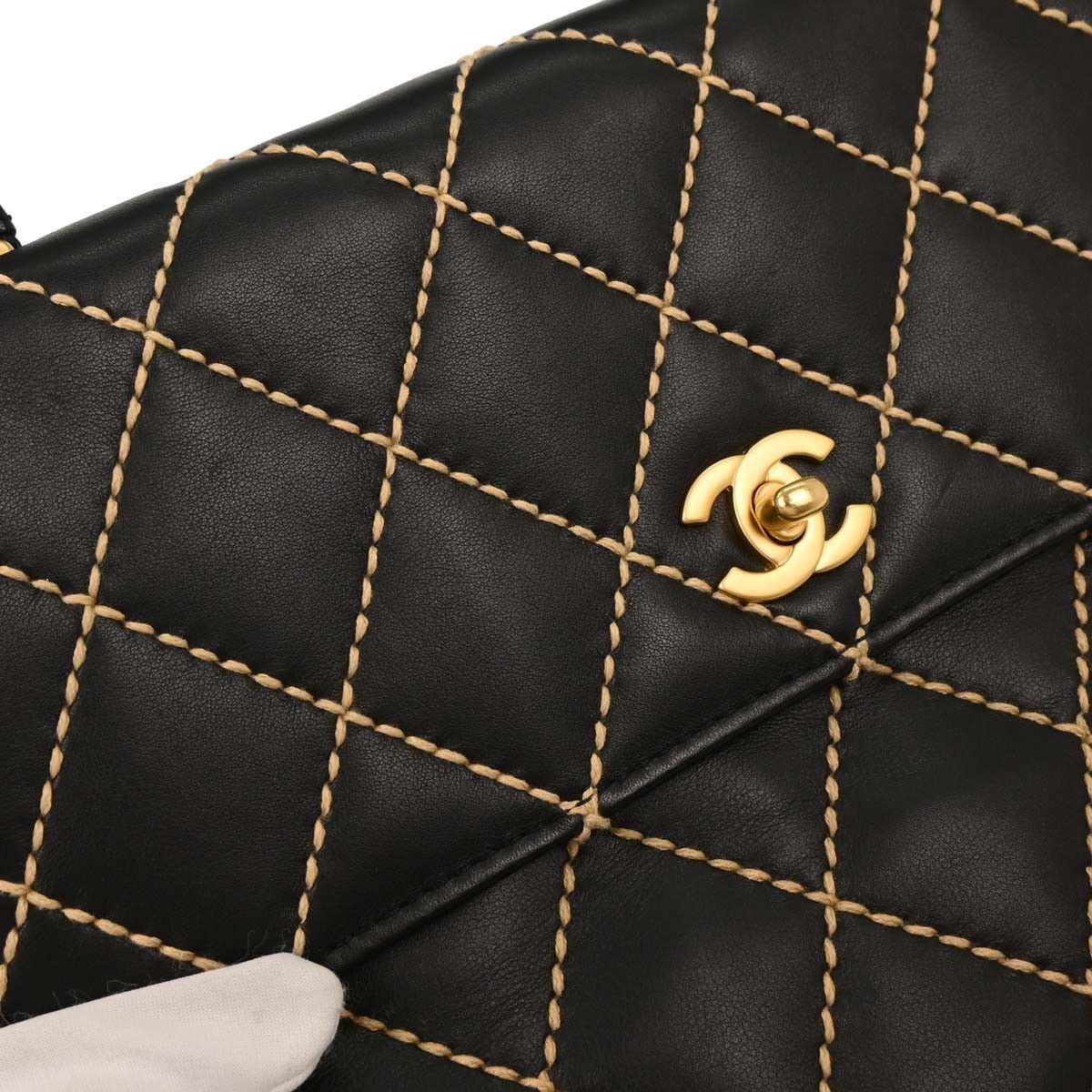 Chanel Chanel Surpique Classic Top Handle Flap Bag Quilted Lambskin Size ONE SIZE - 8 Thumbnail