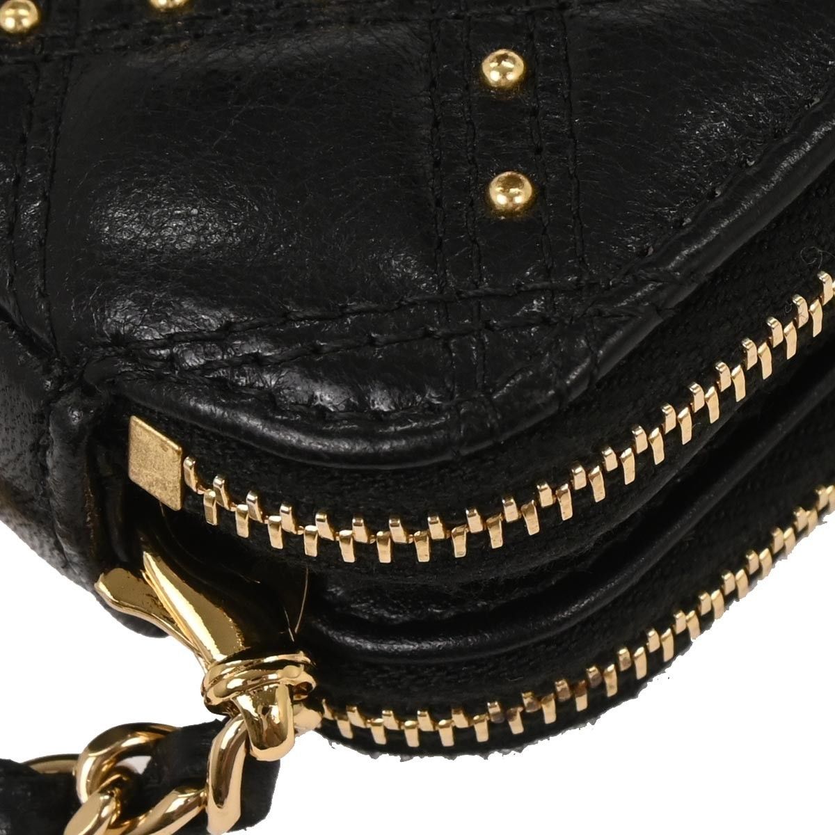 Chanel Chanel Double Zip Clutch with Chain Studded Quilted Leather Size ONE SIZE - 7 Thumbnail