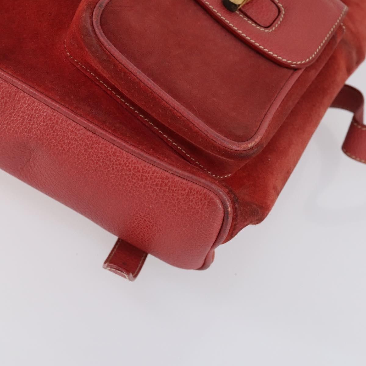 Gucci Gucci Vintage Bamboo Backpack Suede Size ONE SIZE - 8 Thumbnail