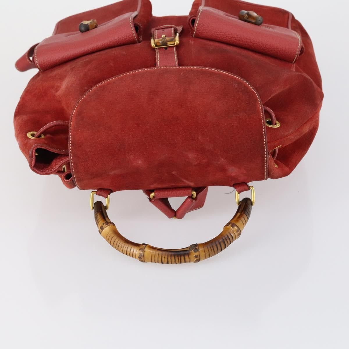 Gucci Gucci Vintage Bamboo Backpack Suede Size ONE SIZE - 13 Thumbnail