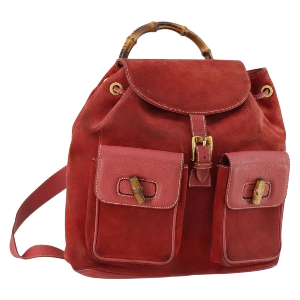 Gucci Gucci Vintage Bamboo Backpack Suede Size ONE SIZE - 17 Thumbnail