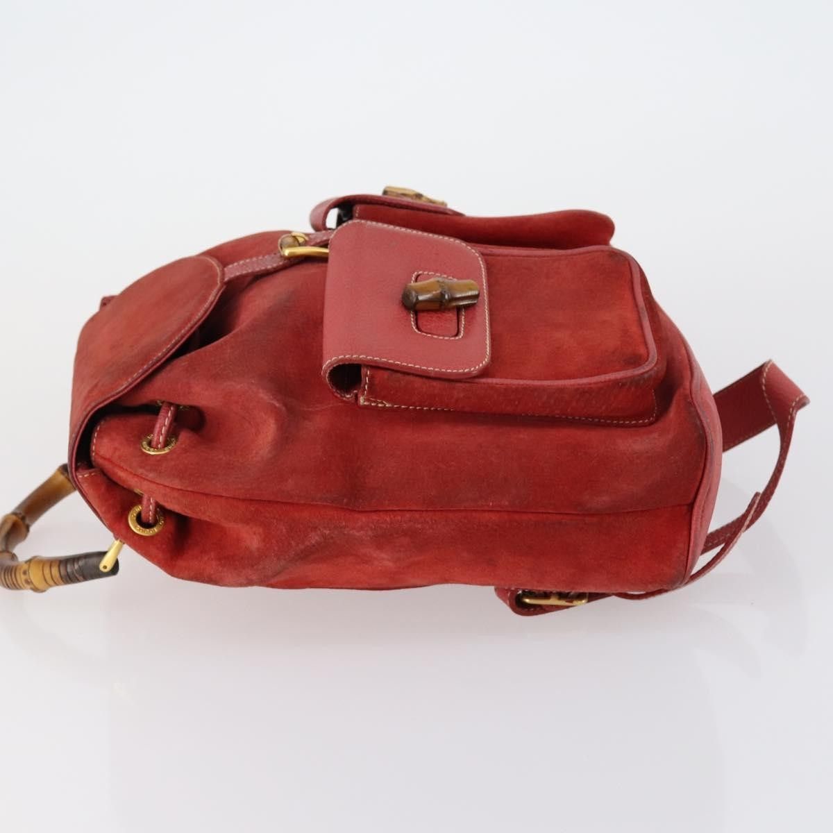 Gucci Gucci Vintage Bamboo Backpack Suede Size ONE SIZE - 4 Thumbnail