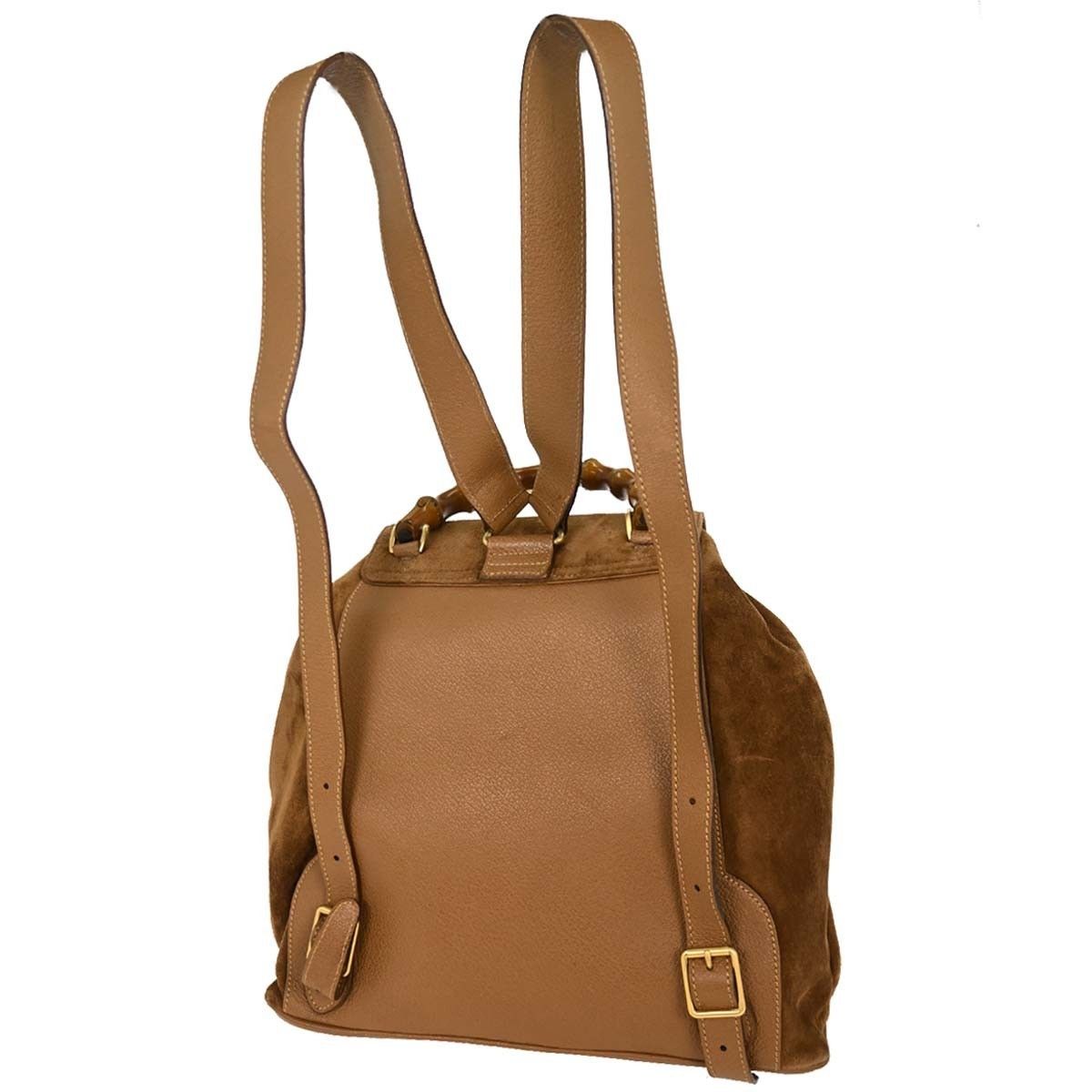 Gucci Gucci Vintage Bamboo Backpack Suede Size ONE SIZE - 2 Thumbnail