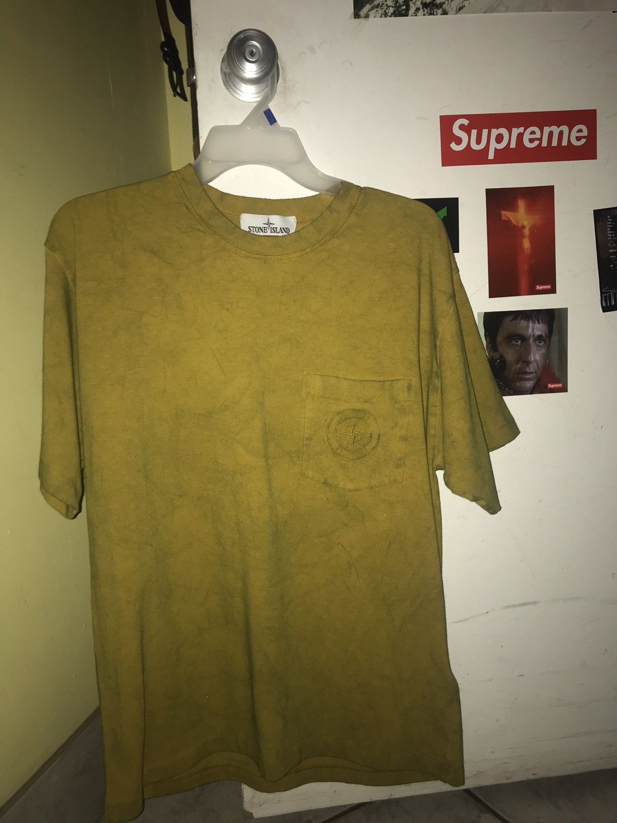 Stone Island × Supreme Supreme Stone Island Tee Olive/Yellow 
