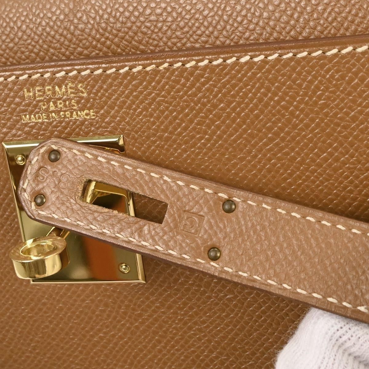 Hermes Hermes Kelly Handbag Calf leather with hardware gold Size ONE SIZE - 4 Thumbnail