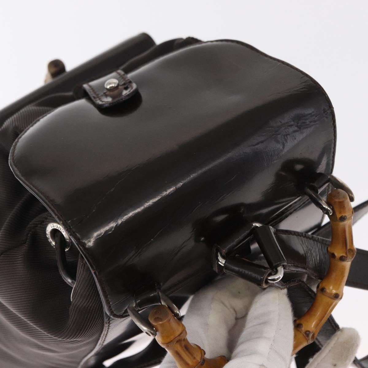 Gucci Gucci Vintage Bamboo Backpack Nylon and Patent Leather Size ONE SIZE - 14 Thumbnail