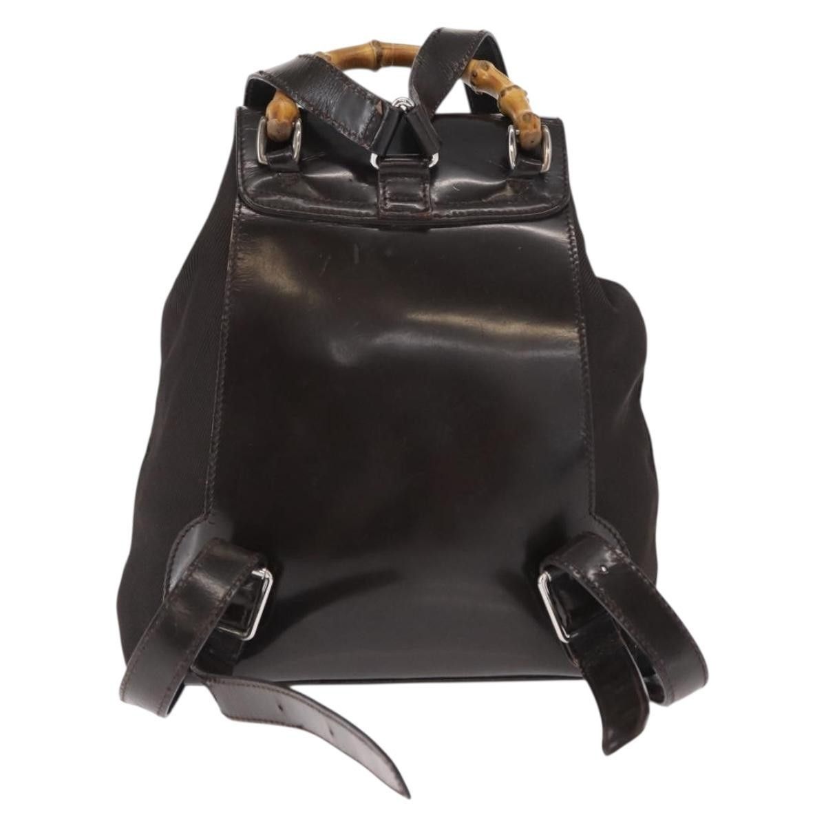 Gucci Gucci Vintage Bamboo Backpack Nylon and Patent Leather Size ONE SIZE - 2 Thumbnail