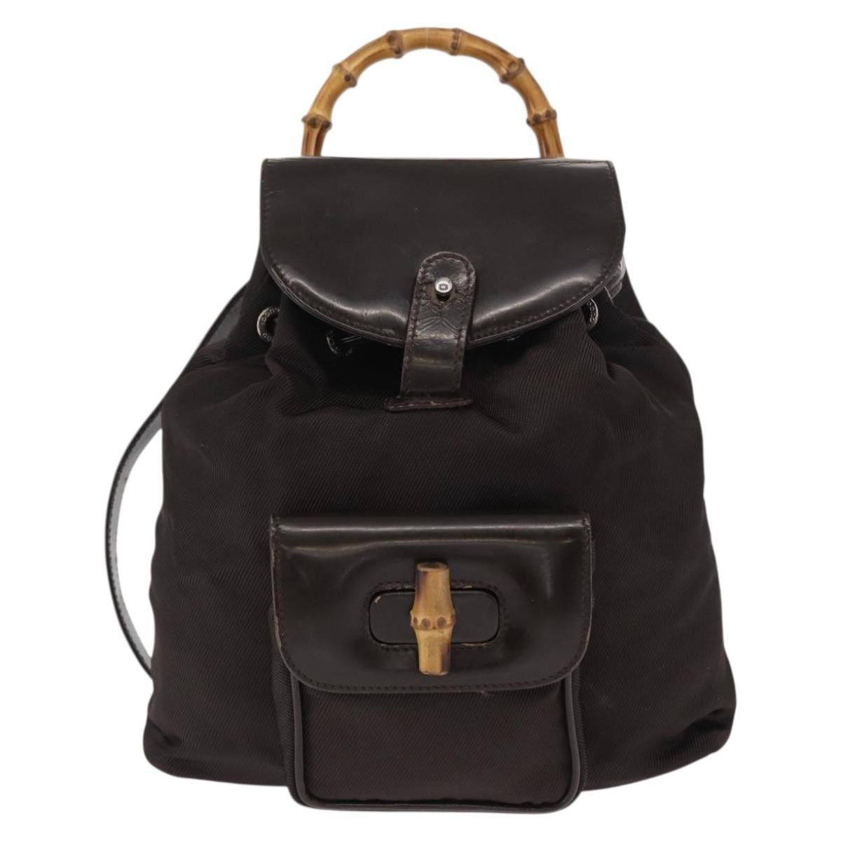 Gucci Gucci Vintage Bamboo Backpack Nylon and Patent Leather Size ONE SIZE - 17 Thumbnail