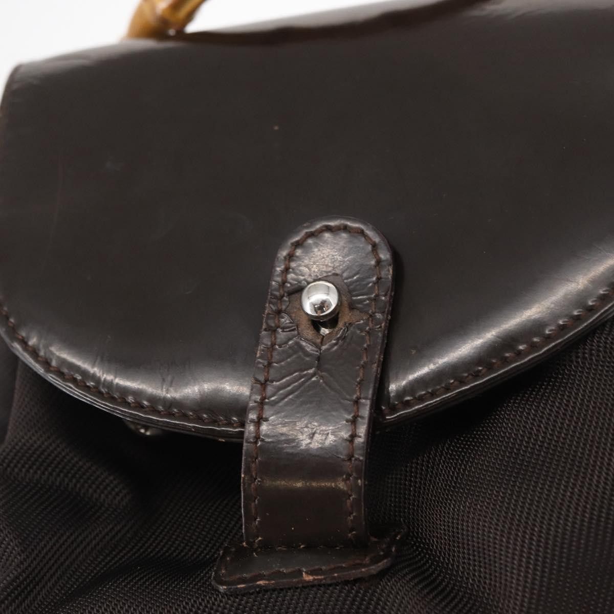 Gucci Gucci Vintage Bamboo Backpack Nylon and Patent Leather Size ONE SIZE - 22 Thumbnail