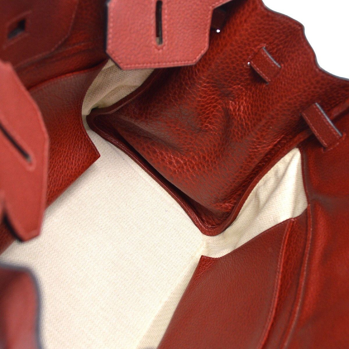 Hermes Hermes Birkin Handbag Red Crinoline Taurillon Clémence Size ONE SIZE - 11 Thumbnail