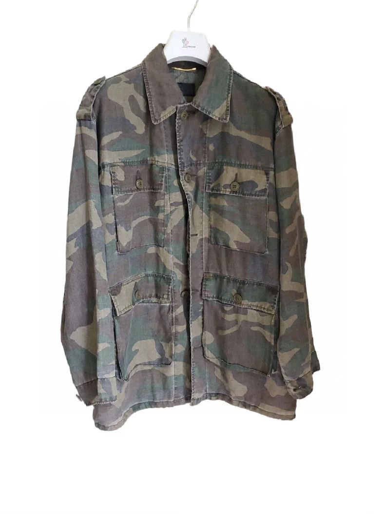 Saint Laurent Paris Saint Laurent Camo Linen Shirt Jacket Size US M / EU 48-50 / 2 - 2 Thumbnail