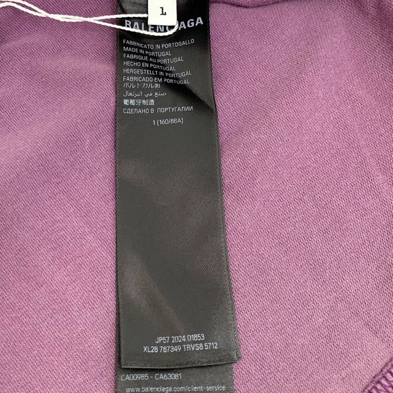 Balenciaga Balenciaga Purple Distressed Logo Cotton T-Shirt Size US S / EU 44-46 / 1 - 7 Thumbnail