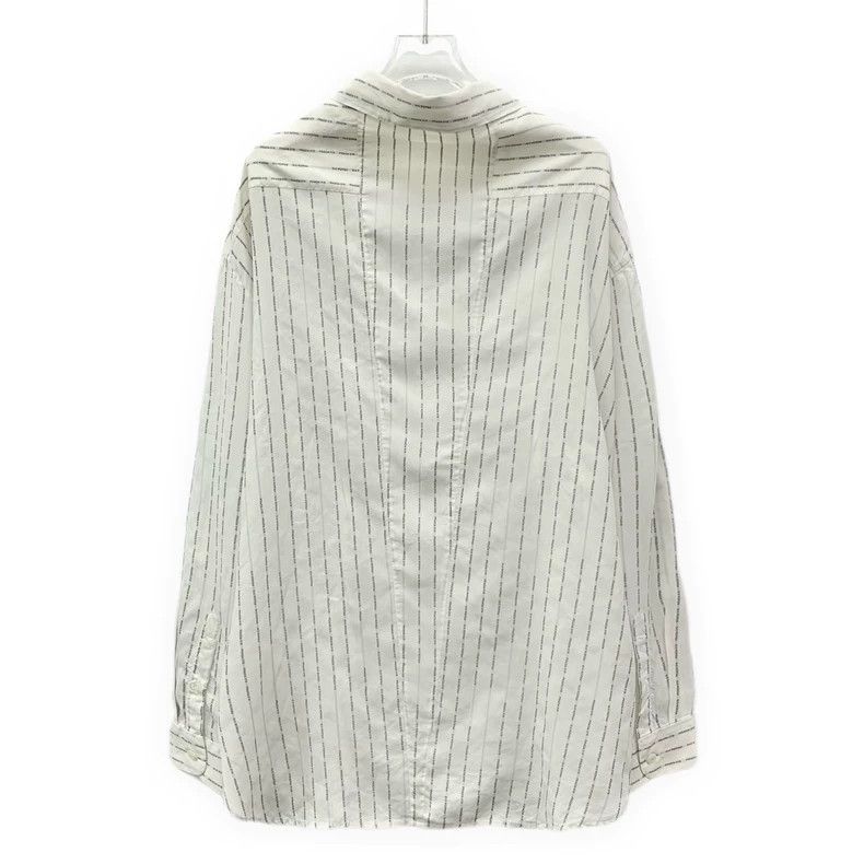 Prada Prada White Striped Logo Cotton Shirt Size US M / EU 48-50 / 2 - 2 Thumbnail