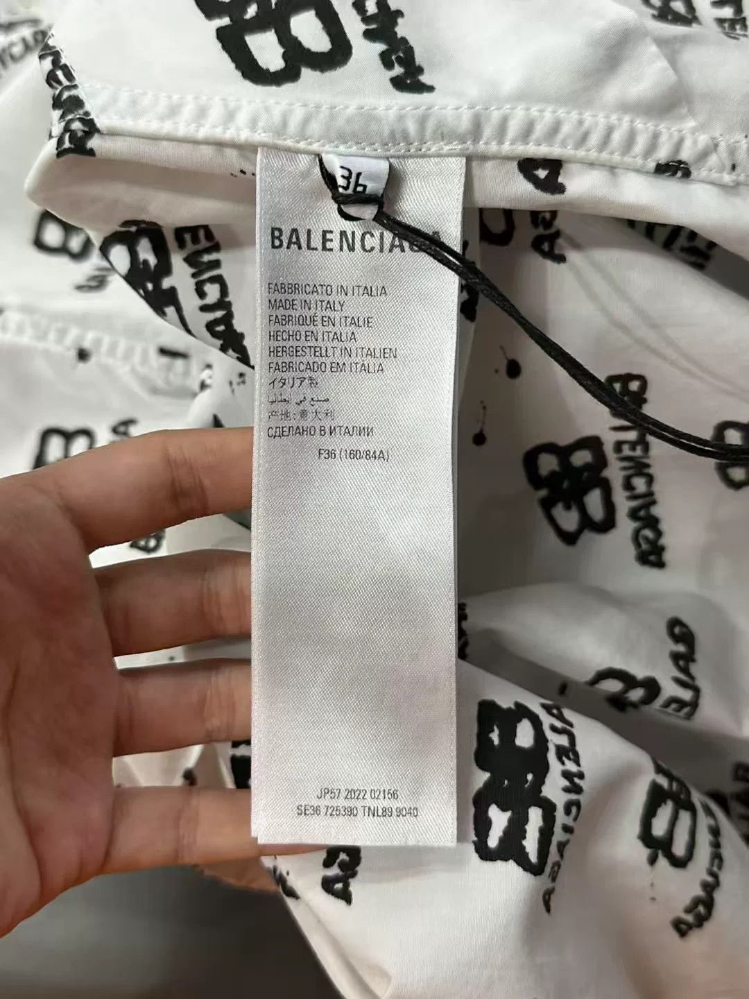 Balenciaga Balenciaga Printed White Shirt Size US XS / EU 42 / 0 - 5 Thumbnail