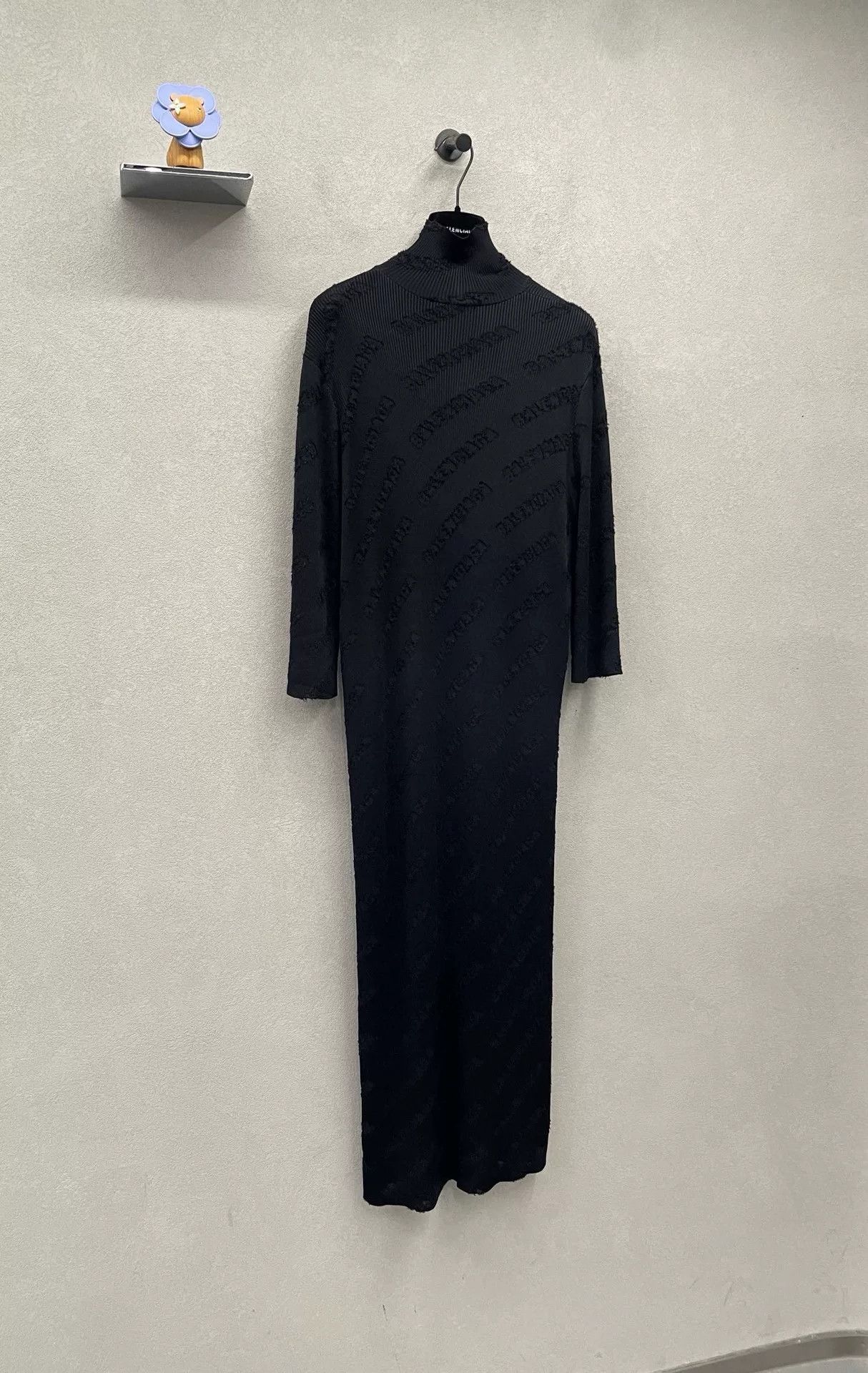 Balenciaga Balenciaga Black Logo Ribbed Long Dress Size US S / EU 44-46 / 1 - 3 Thumbnail