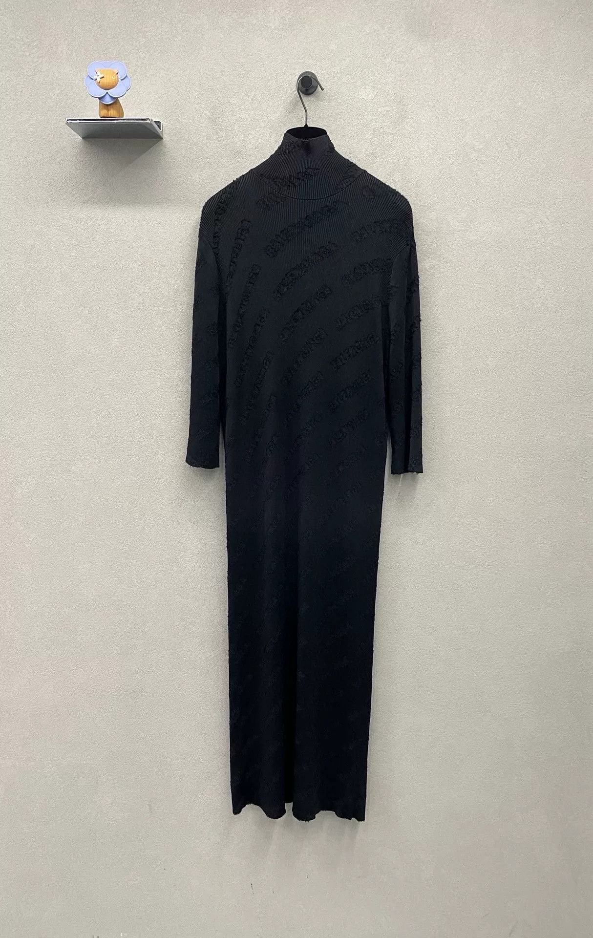 Balenciaga Balenciaga Black Logo Ribbed Long Dress Size US S / EU 44-46 / 1 - 2 Thumbnail
