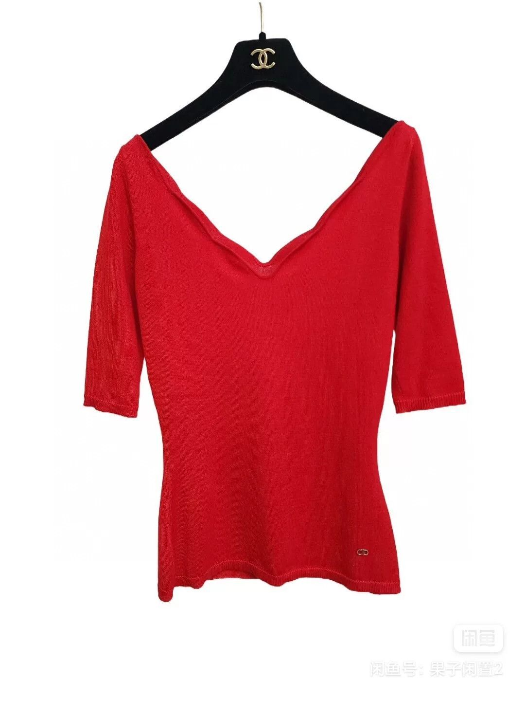 Dior dior red scalloped neckline knit top Size US M / EU 48-50 / 2 - 2 Thumbnail