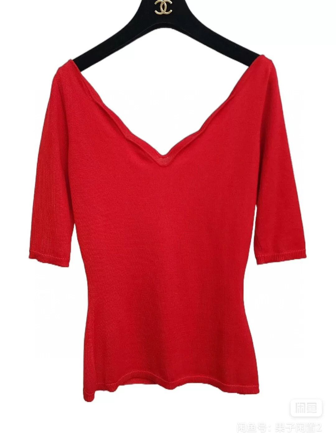 Dior dior red scalloped neckline knit top Size US M / EU 48-50 / 2 - 3 Thumbnail