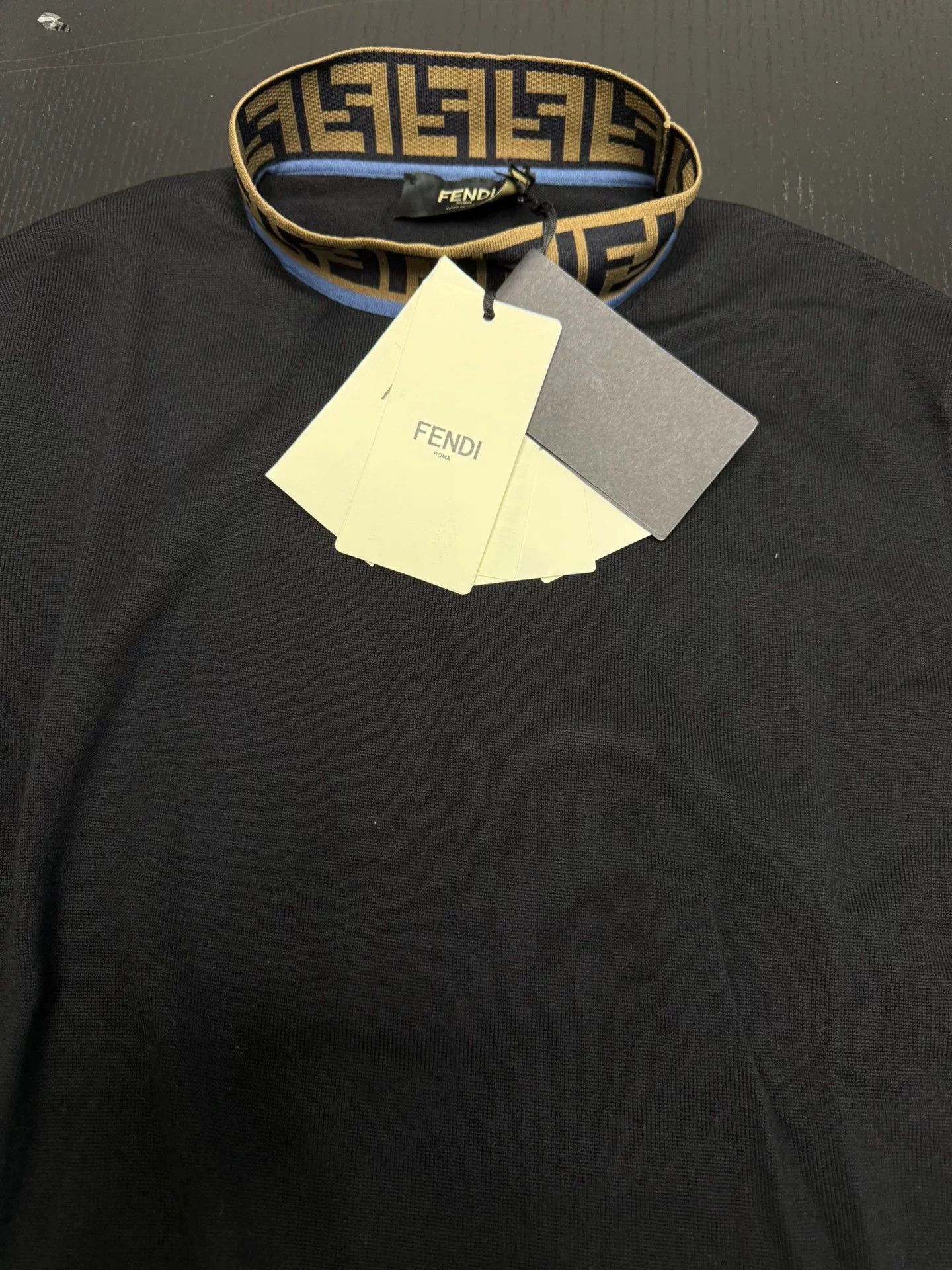 Fendi Fendi Black Wool Pullover with Logo Design Size US L / EU 52-54 / 3 - 4 Thumbnail