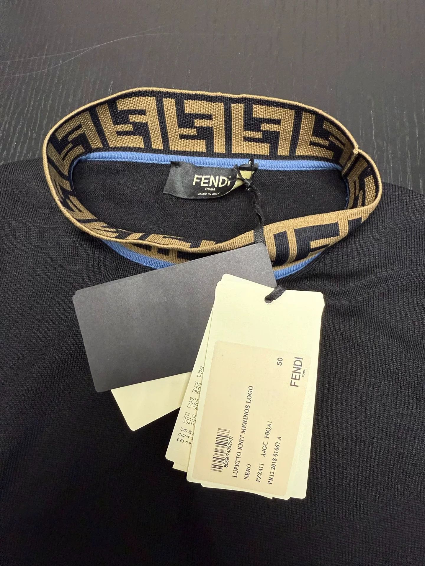 Fendi Fendi Black Wool Pullover with Logo Design Size US L / EU 52-54 / 3 - 3 Thumbnail