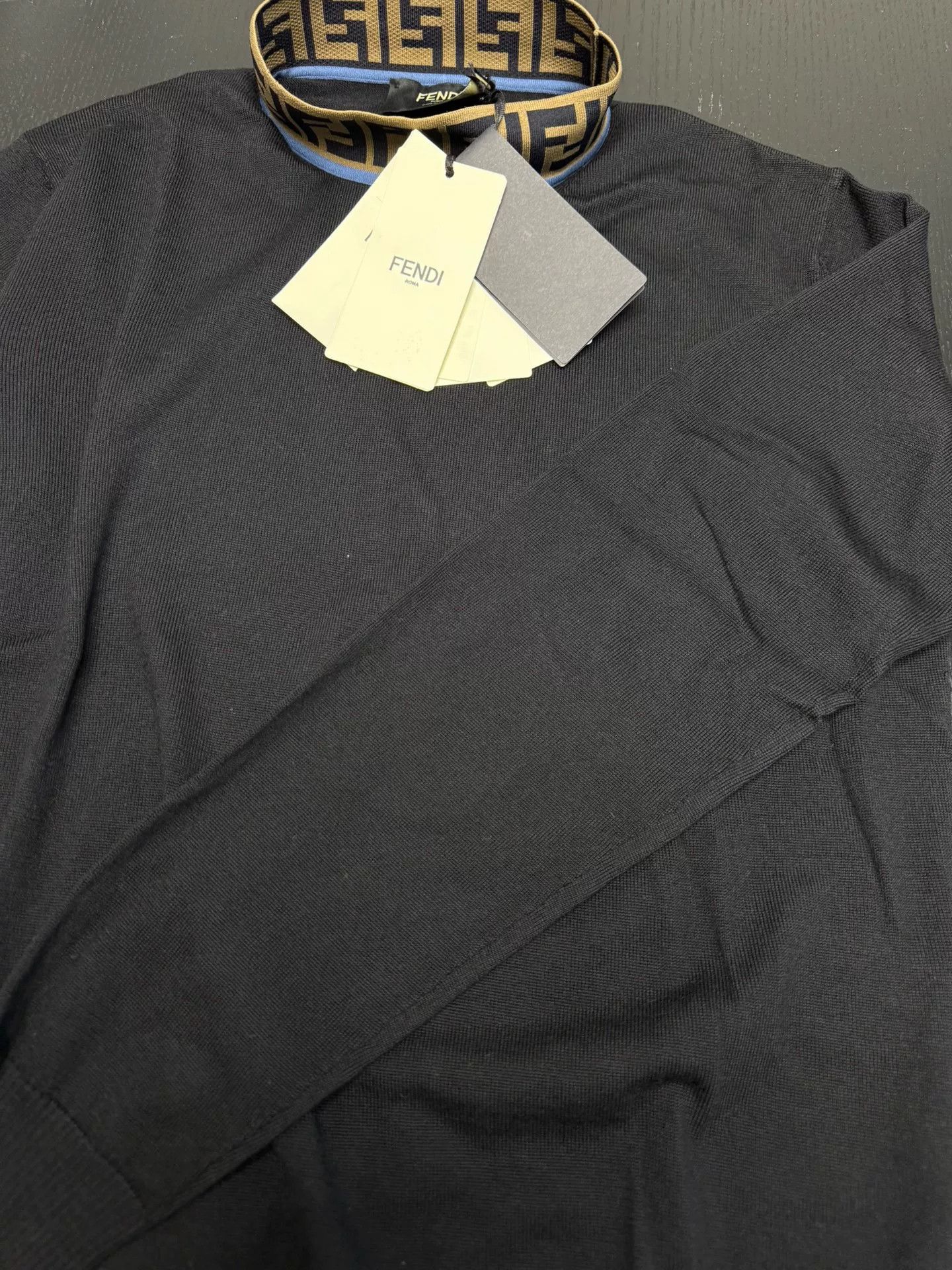 Fendi Fendi Black Wool Pullover with Logo Design Size US L / EU 52-54 / 3 - 5 Thumbnail