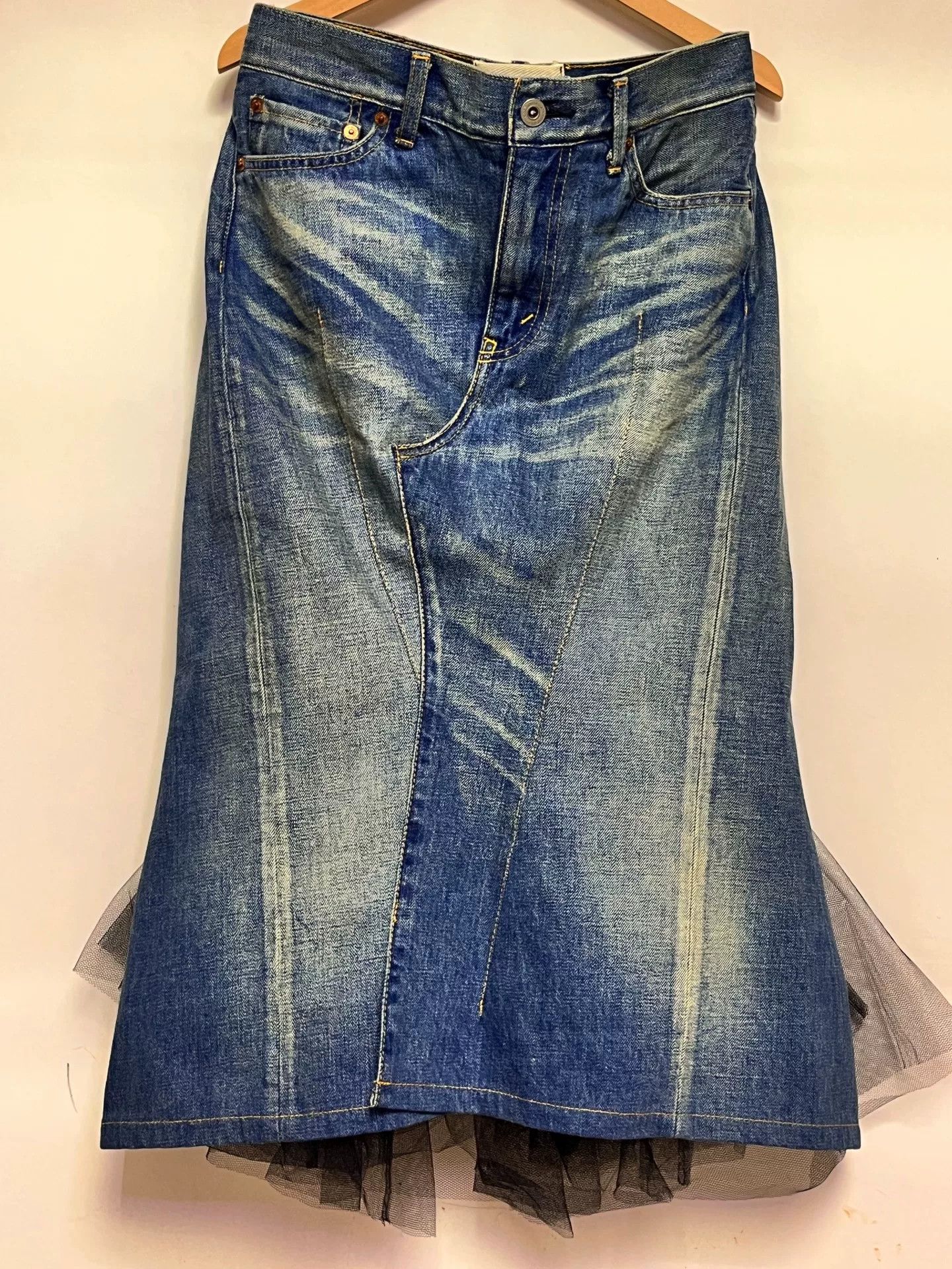 Junya Watanabe deconstructed denim mermaid midi skirt Size US 26 / EU 42 - 2 Thumbnail