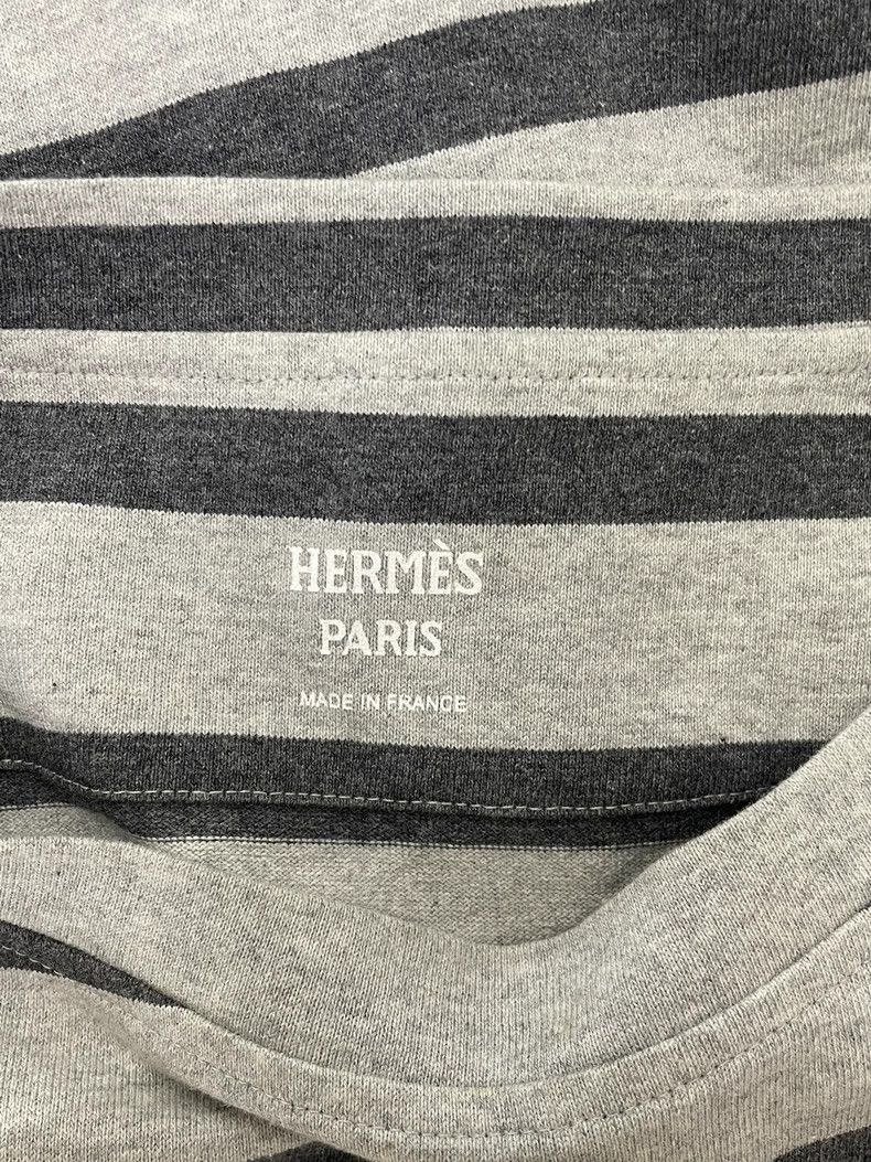 Hermes Hermes Gray Striped Print T-Shirt Size US M / EU 48-50 / 2 - 4 Thumbnail