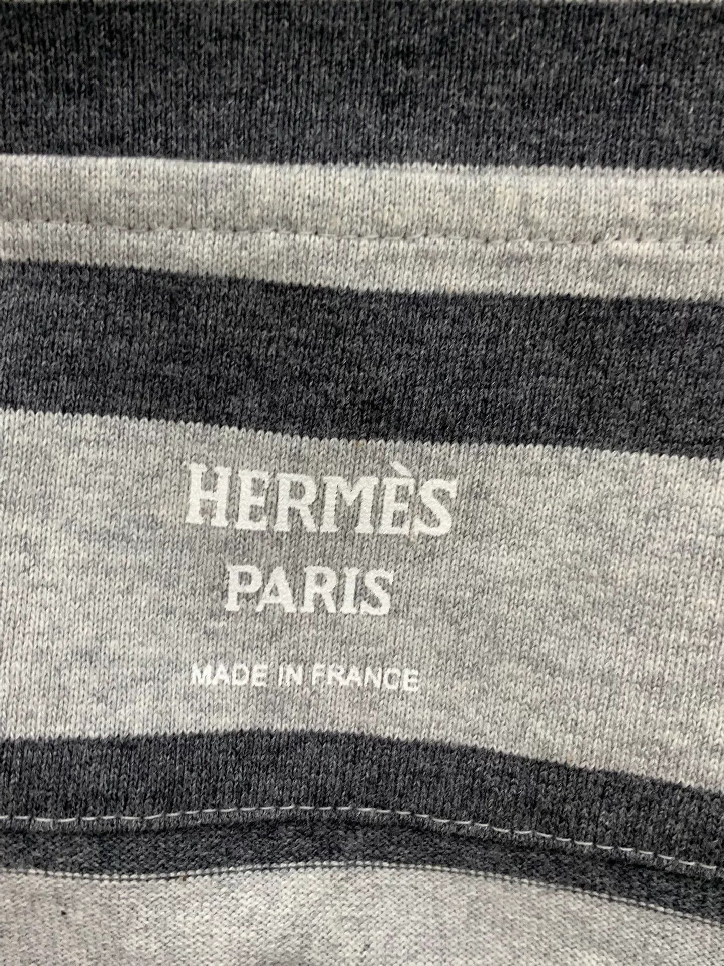 Hermes Hermes Gray Striped Long Sleeve T-shirt Size US M / EU 48-50 / 2 - 4 Thumbnail