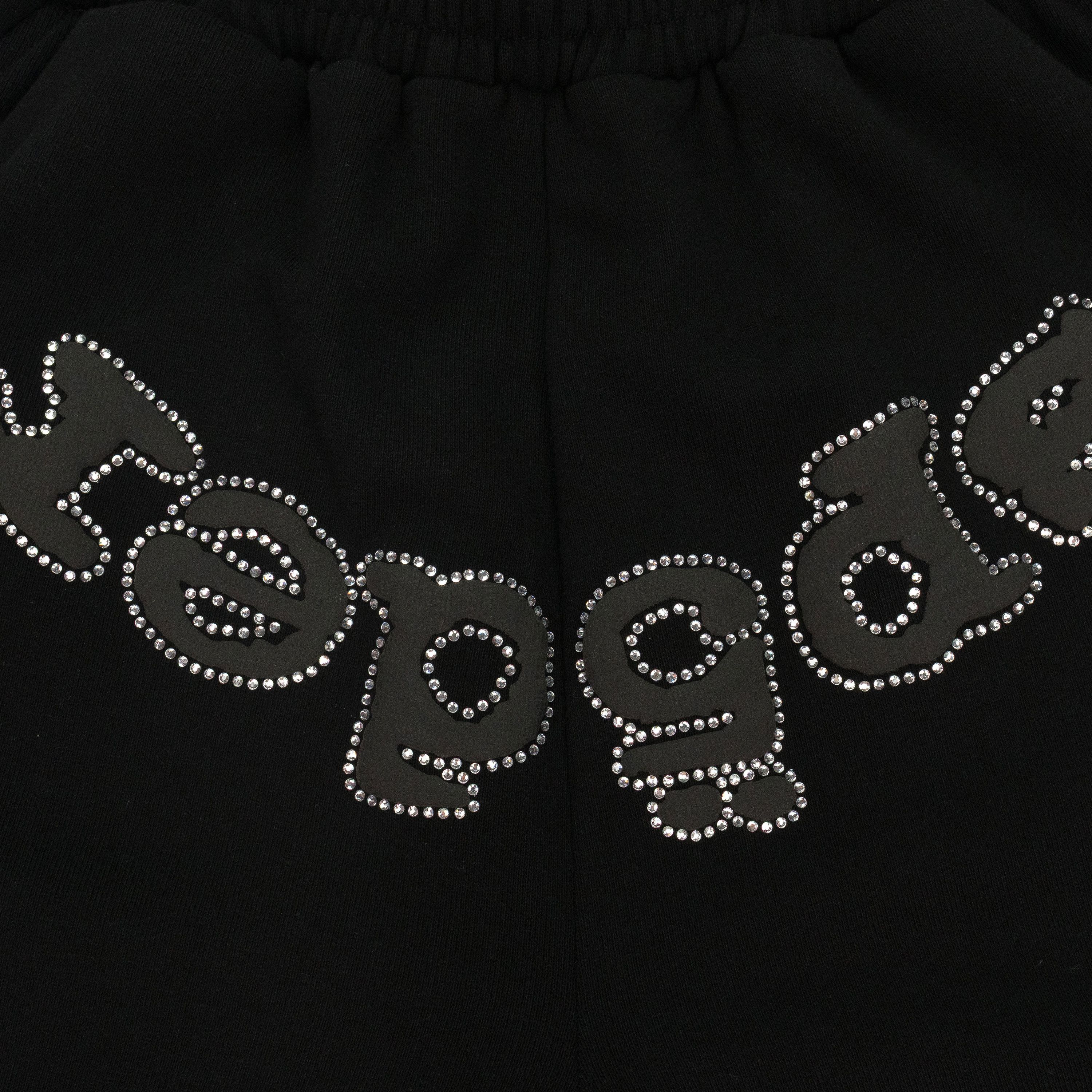 BLACK OG WEB V2 RHINESTONE SHORTS SIZE XS