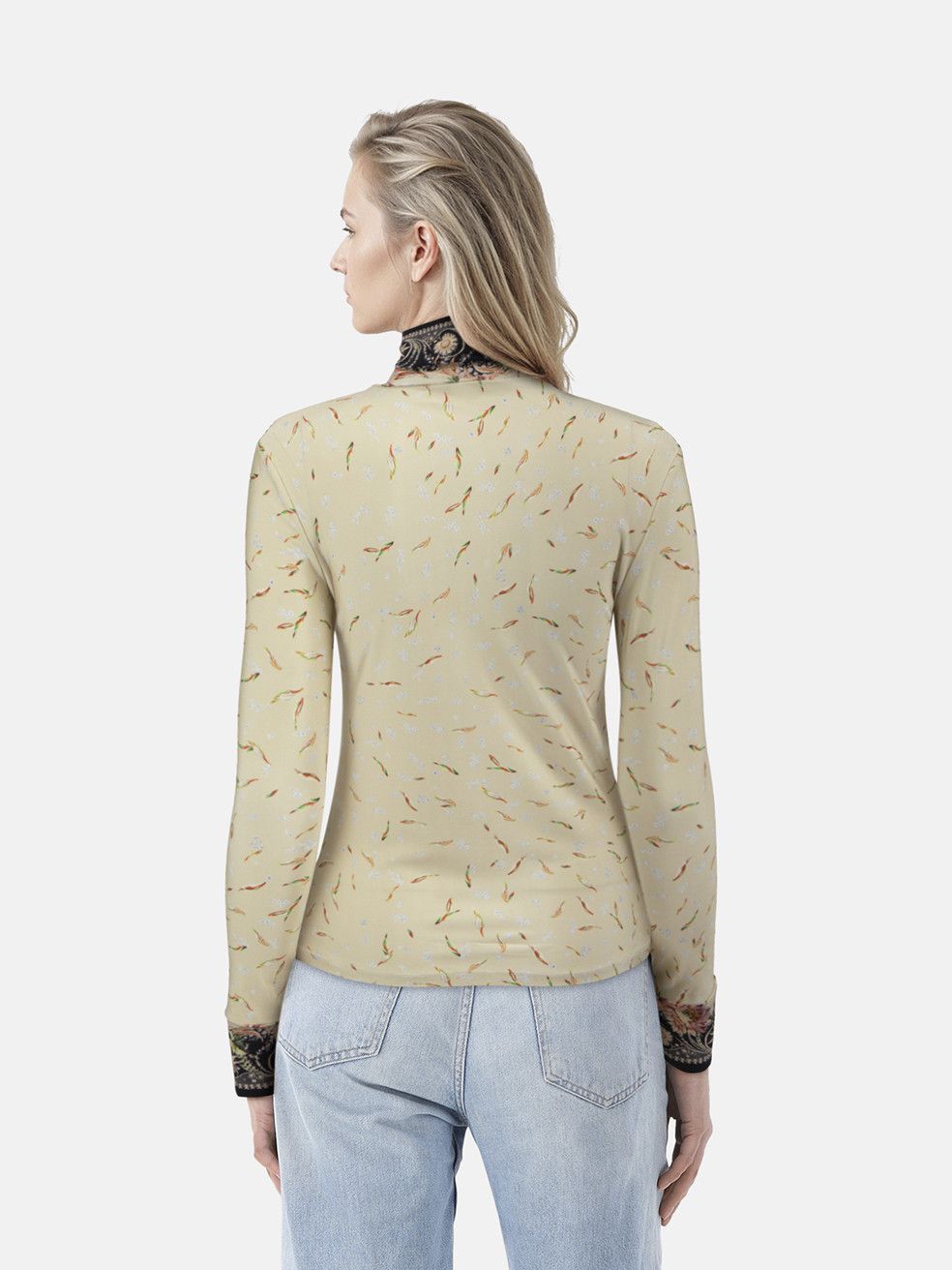 Paco Rabanne Floral Print Turtle Neck Top Size M / US 6-8 / IT 42-44 - 2 Thumbnail