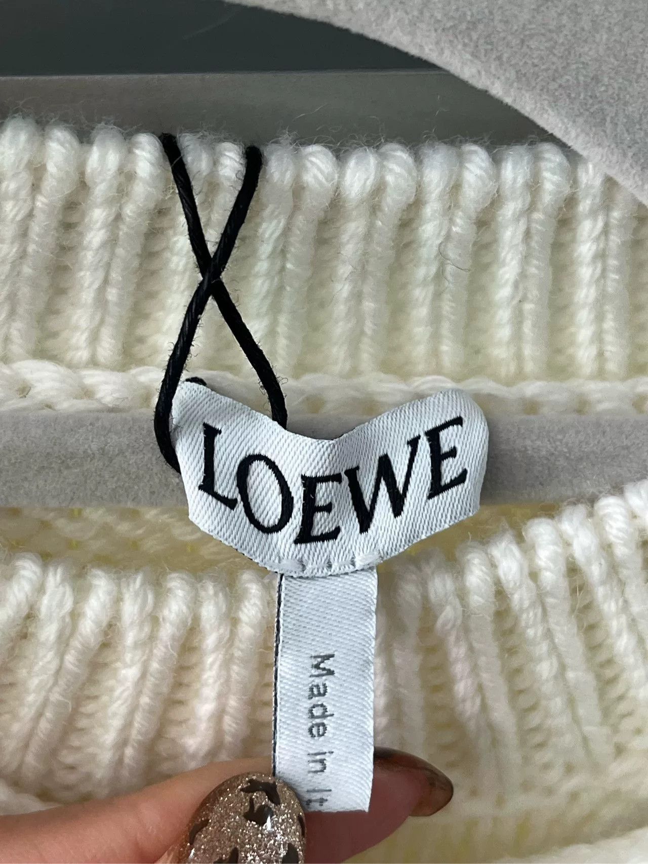 Loewe Loewe White Knitted Sweater with Braided Detail Size US XS / EU 42 / 0 - 3 Thumbnail