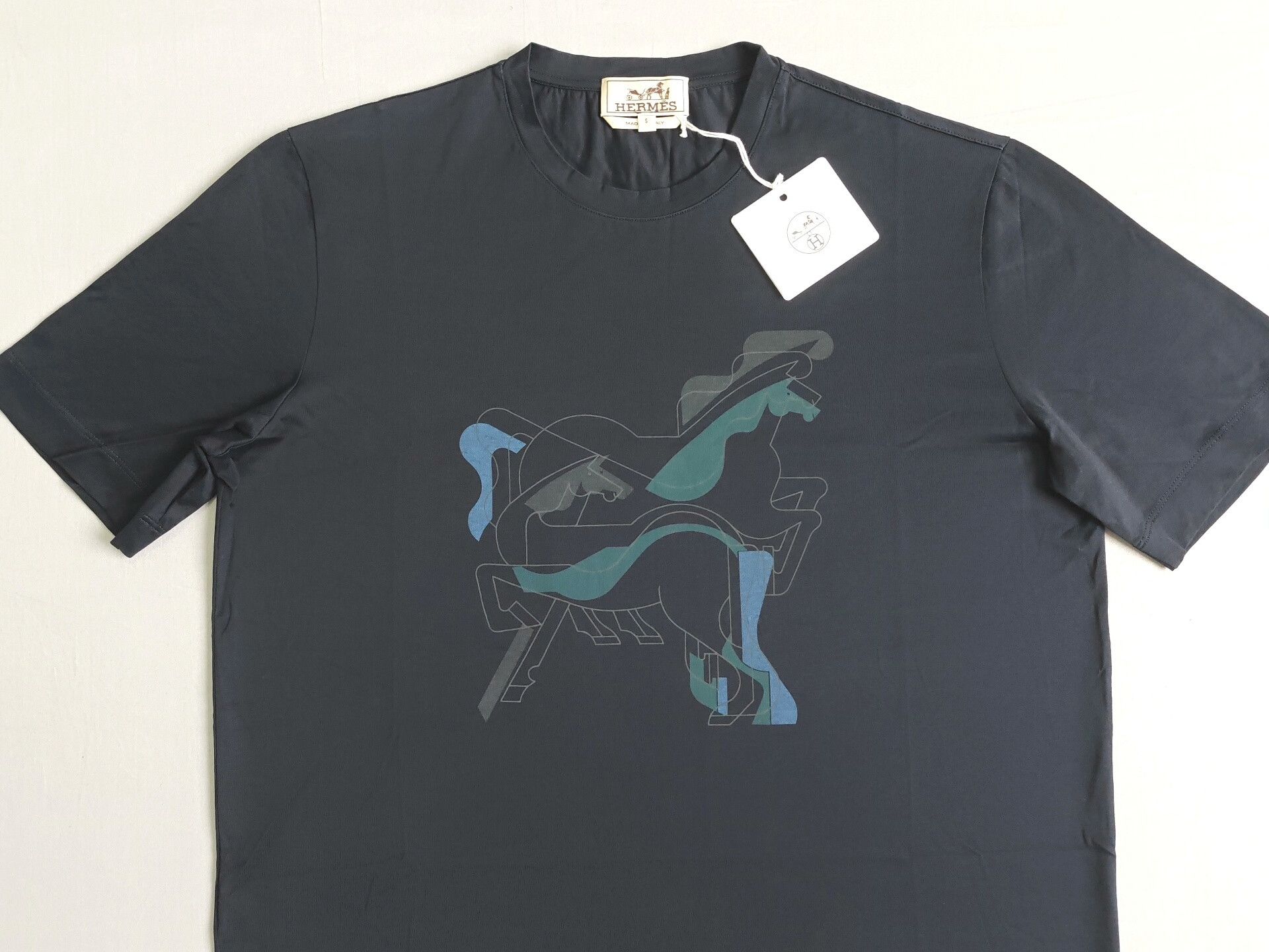 Hermes Hermes Men's Blue Black Horse T-shirt S Size US S / EU 44-46 / 1 - 2 Thumbnail