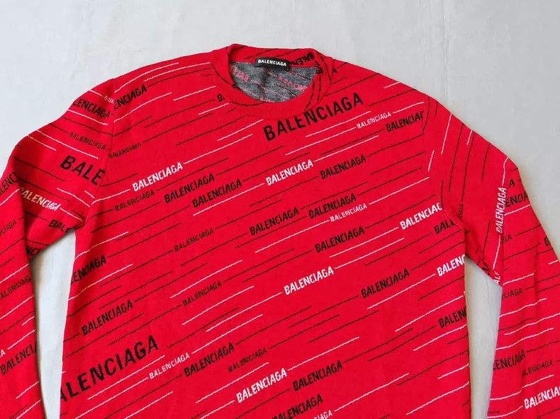 Balenciaga Balenciaga Logo Print Red Wool Sweater Size US S / EU 44-46 / 1 - 3 Thumbnail