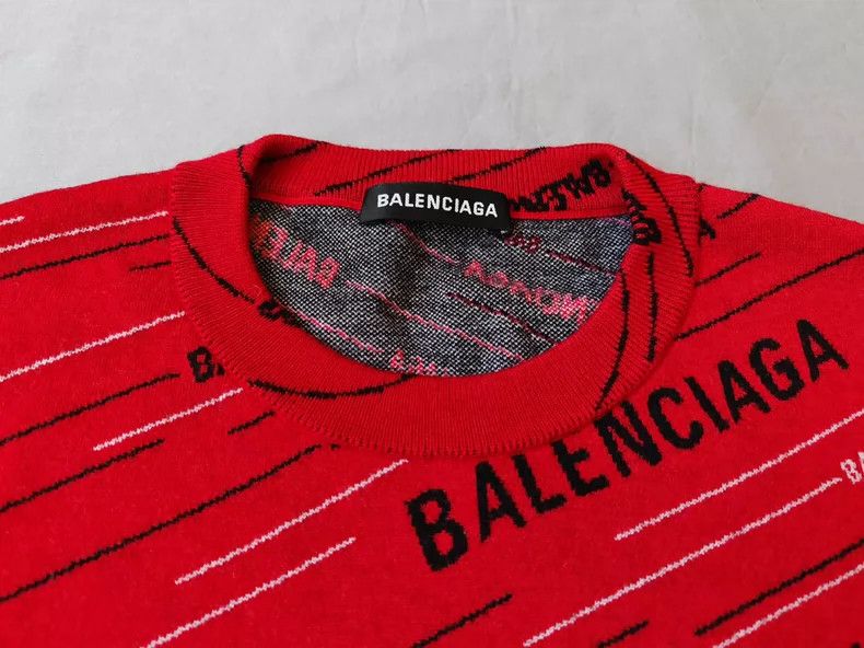 Balenciaga Balenciaga Logo Print Red Wool Sweater Size US S / EU 44-46 / 1 - 2 Thumbnail
