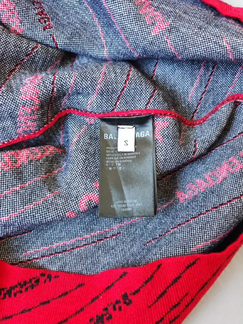 Balenciaga Balenciaga Logo Print Red Wool Sweater Size US S / EU 44-46 / 1 - 4 Thumbnail