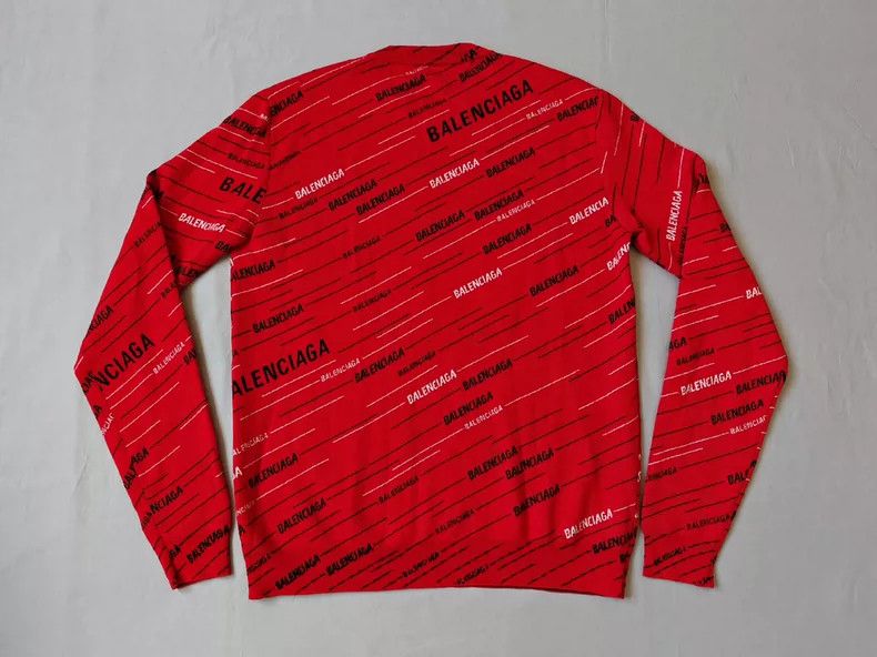 Balenciaga Balenciaga Logo Print Red Wool Sweater Size US S / EU 44-46 / 1 - 7 Thumbnail