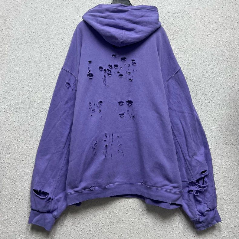 Balenciaga Balenciaga Distressed Logo Purple Hoodie Size US XL / EU 56 / 4 - 2 Thumbnail