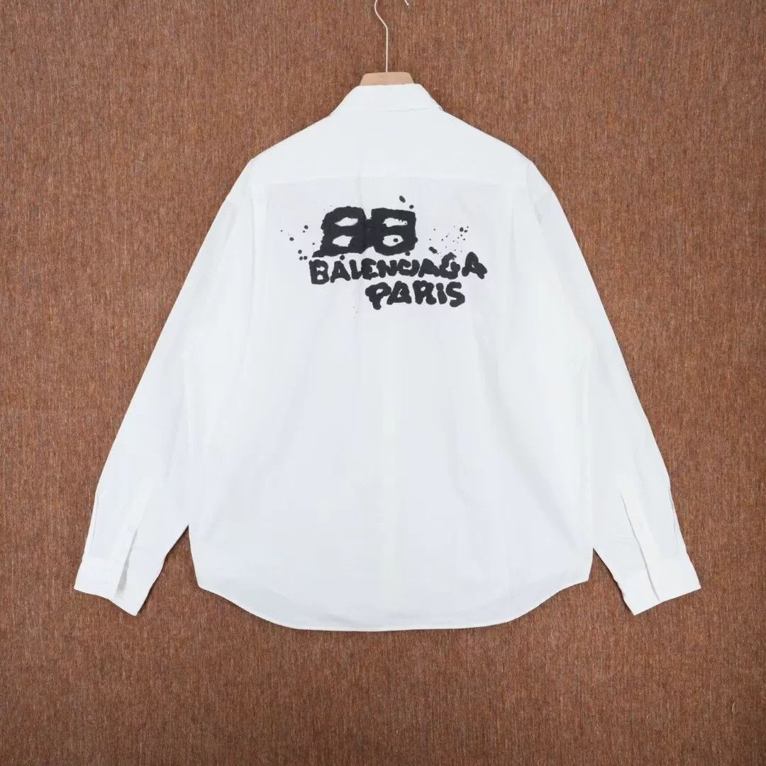 Balenciaga Balenciaga White Ink Letter Shirt Size US M / EU 48-50 / 2 - 2 Thumbnail