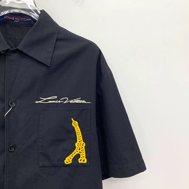 Louis Vuitton Louis Vuitton Black Logo Embroidered Shirt Size US M / EU 48-50 / 2 - 3 Thumbnail