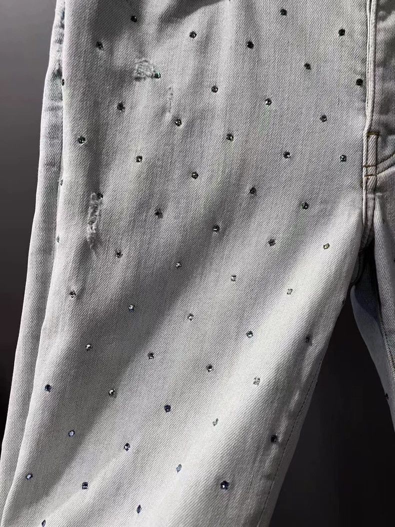 Amiri Amiri Gradient Rhinestone Washed Jeans Size US 32 / EU 48 - 2 Thumbnail
