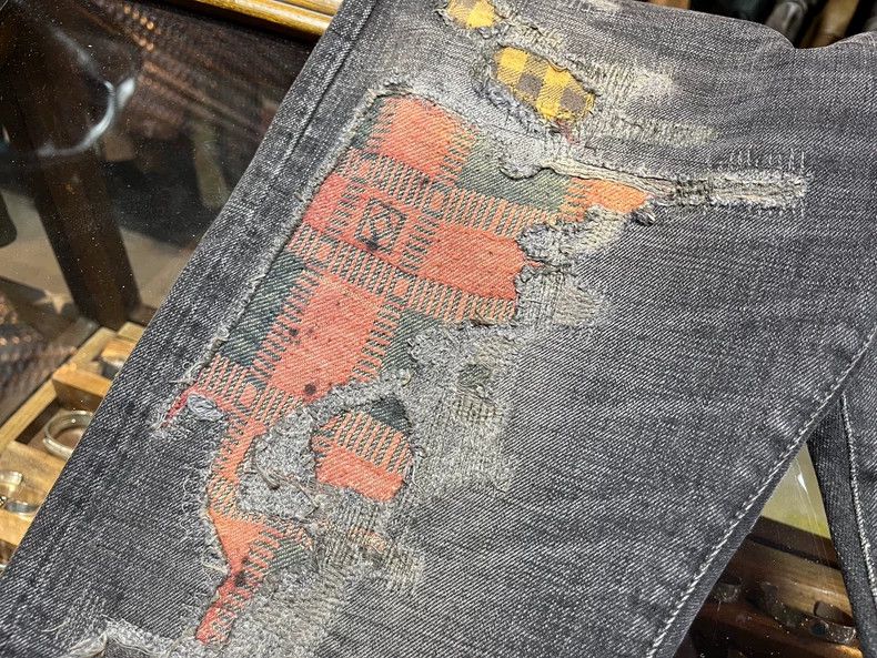 RRL Ralph Lauren RRL Distressed Patchwork Denim Jeans Size US 31 - 7 Thumbnail