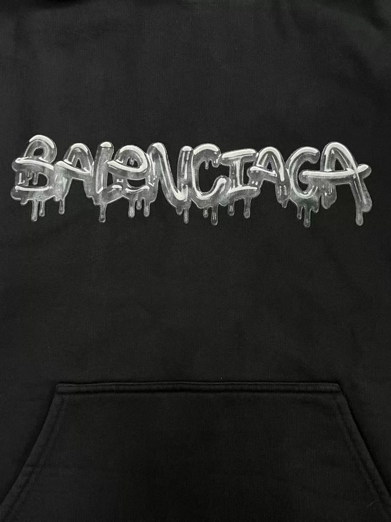 Balenciaga Balenciaga Black Logo Fleece Hoodie Men's Size US M / EU 48-50 / 2 - 3 Thumbnail
