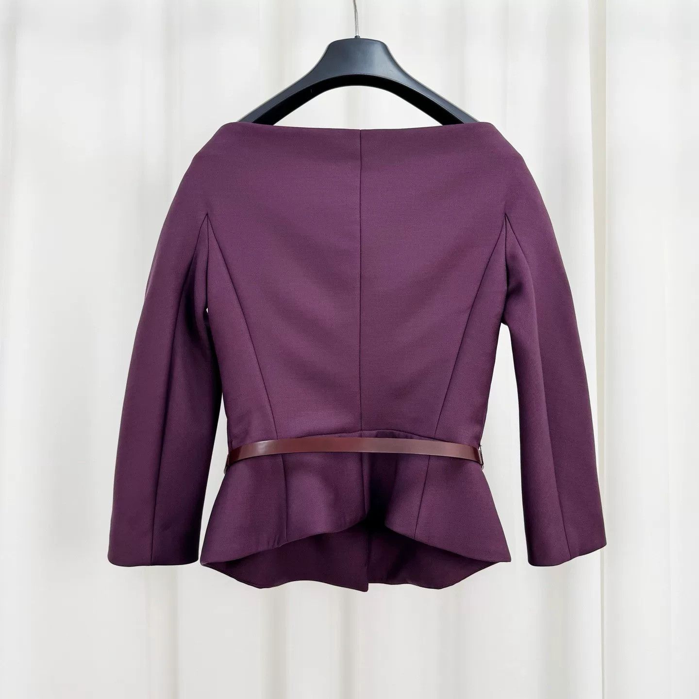 Dior dior wine-colored off-shoulder belt dress jacket Size US S / EU 44-46 / 1 - 2 Thumbnail