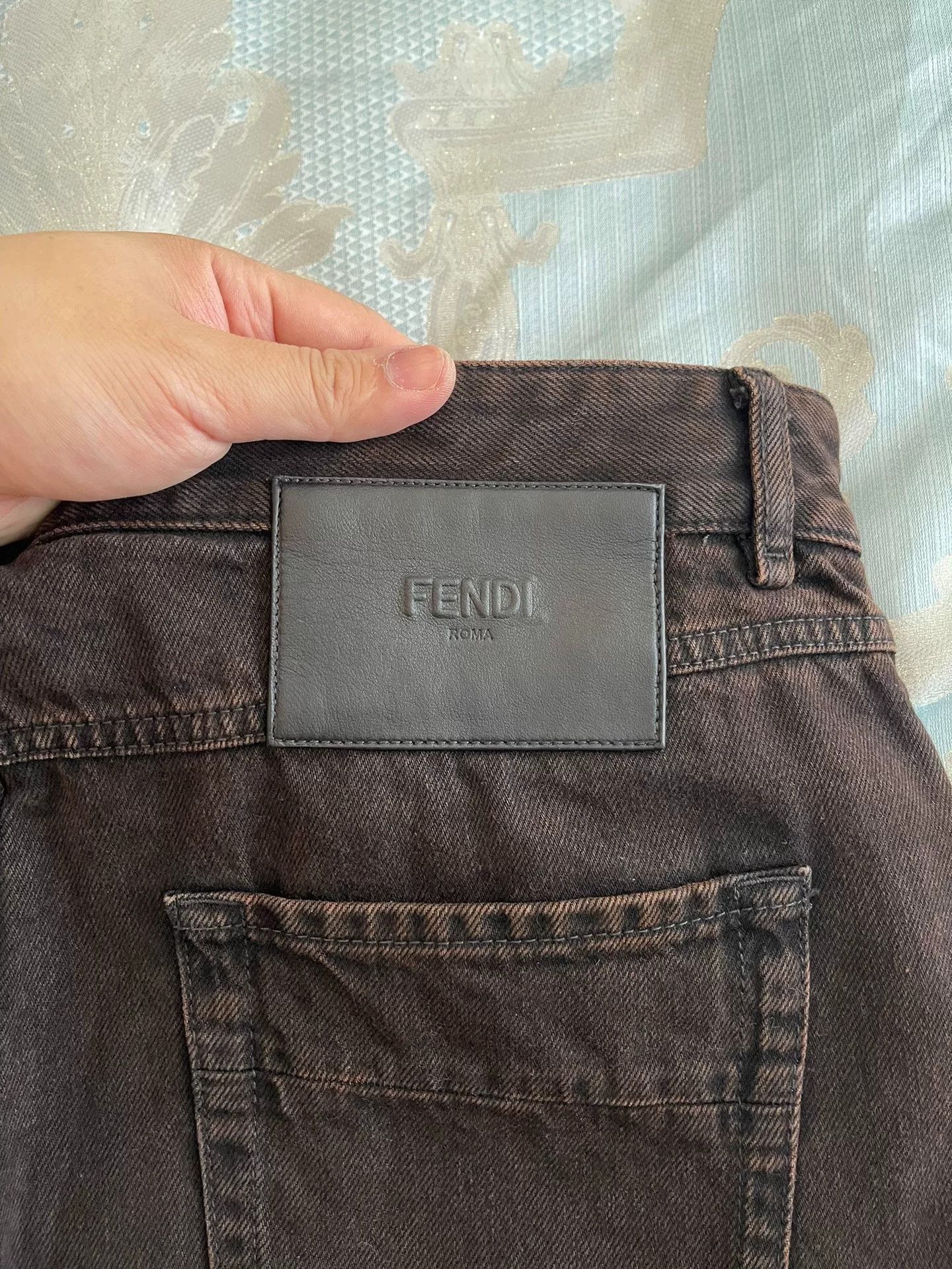 Fendi fendi dark brown jeans with logo accents Size US 34 / EU 50 - 4 Thumbnail