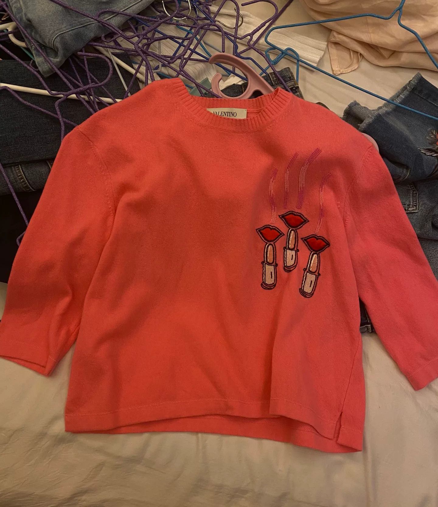 Valentino Valentino Pink Lipstick Knit Sweater Size US S / EU 44-46 / 1 - 3 Thumbnail