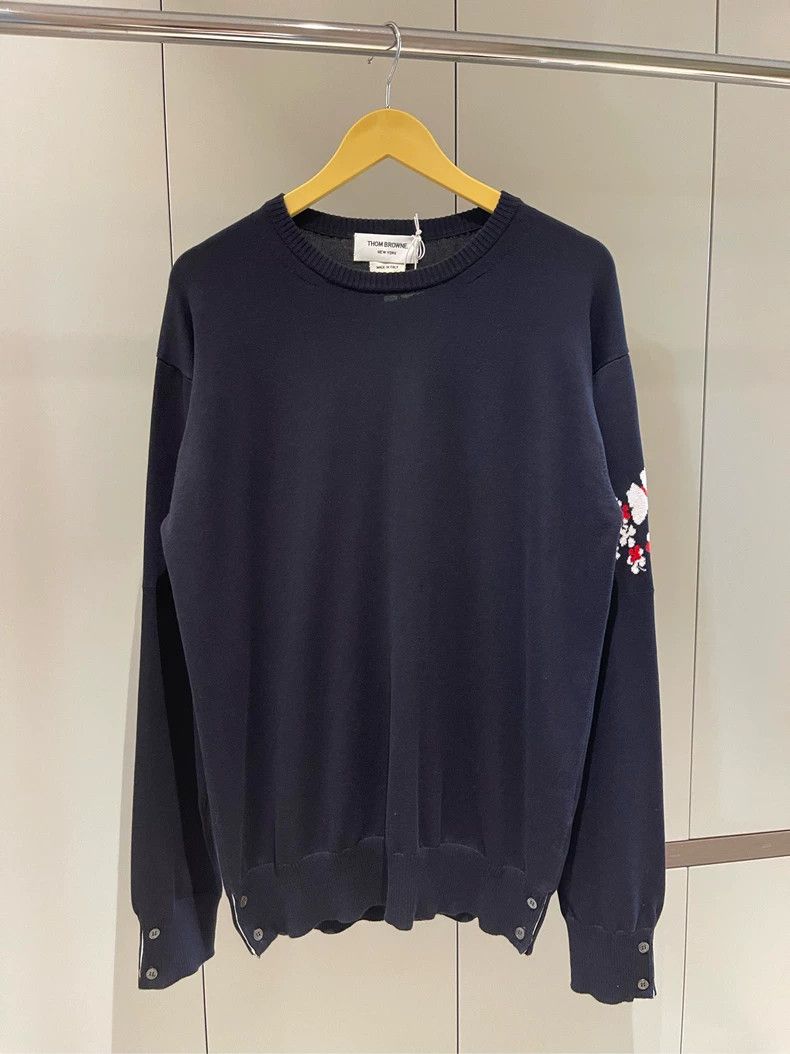 Thom Browne Thom Browne Navy Cherry Blossom Butterfly Sweater Size US S / EU 44-46 / 1 - 2 Thumbnail